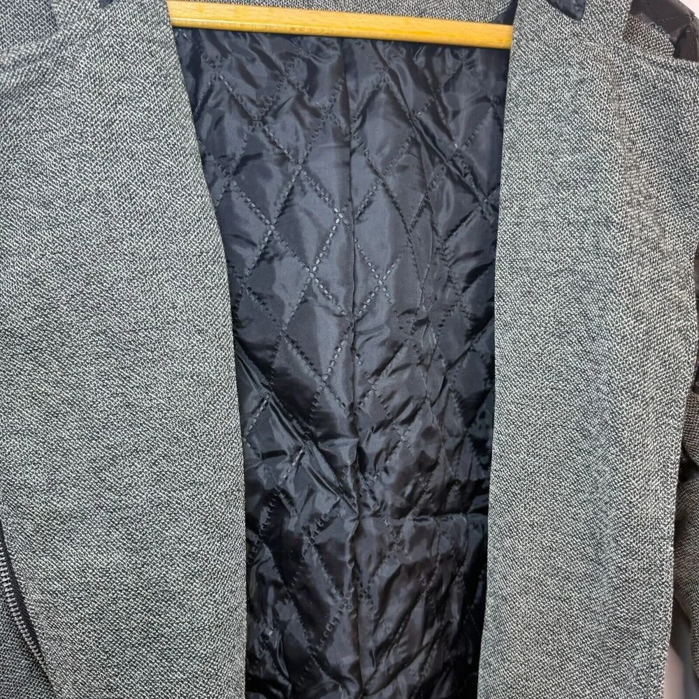 Xian‎ Xian Lined Jacket Coat Black Grey Leather Outercoat Women Size XL NWOT